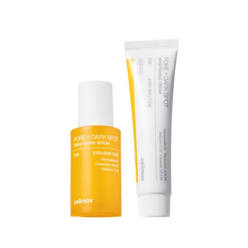 

[Celimax] Brightening Pore & Dark Spot Care Full Set (Cream 35ml + Serum 30ml + Sunscreen 50ml + Free Gift Pack Pad 40ea) Brightening Set (Cream+Serum)