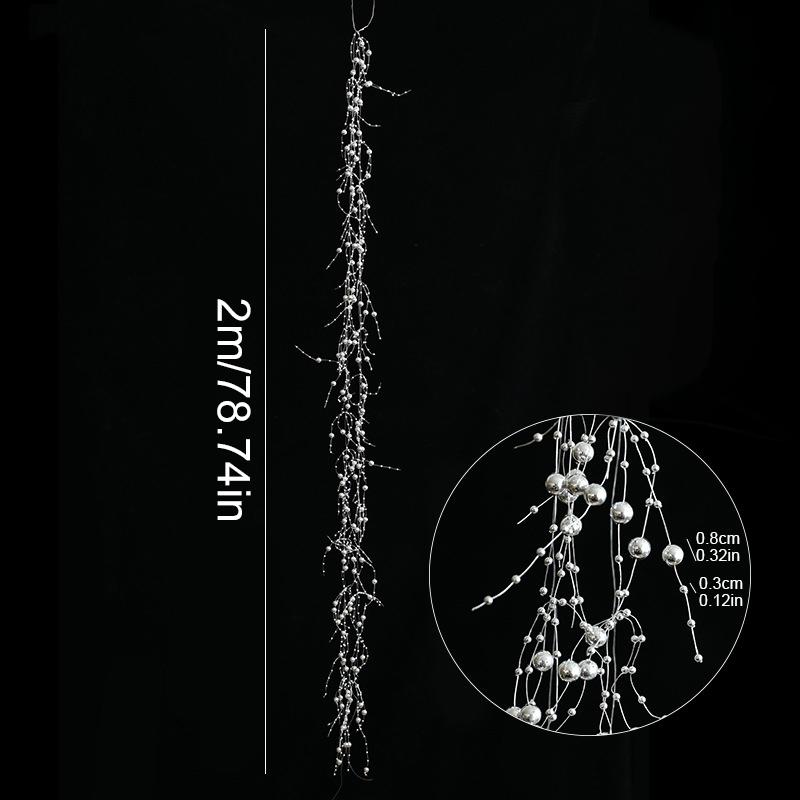 2M Festive Vine Wreath Decor Plastic Bead String Frosted Icicle Ornament Strand Christmas Ice Crystal Bead String Pendant