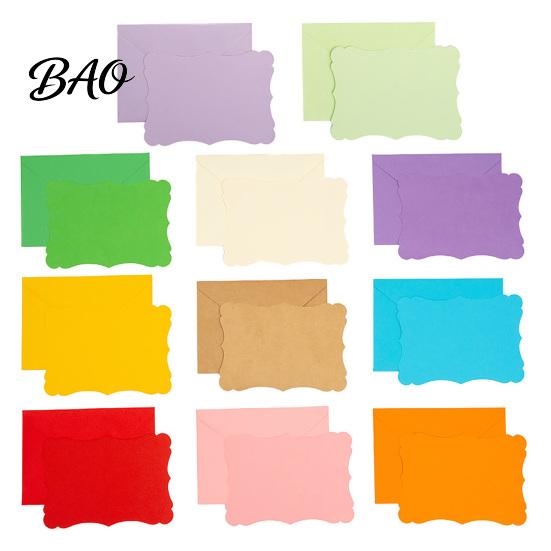 Decorative Envelopes for Special Occasions 50 Sets Wavy Edge Envelope And Card Set, Solid Color Smooth Elegant Western Style Writing Stationery,