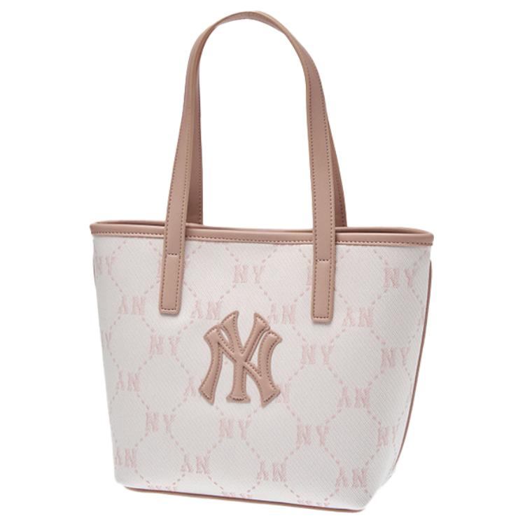 

MLB New York Yankees Silver Logo Diamond Pattern Tote Bag Women Tote Bags Pink 3AORMJ26N-50PKS Basic Set (Bag)
