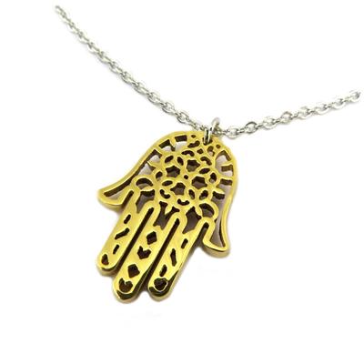 [P8062] - Silver-plated 'Main De Fatma' Steel Necklace - 20x15 Mm