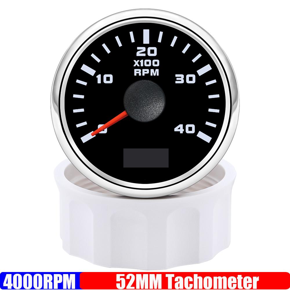 2" 52mm Tachometer 3000RPM 4000RPM,6000RPM,70000RPM,8000RPM Tacho Gauge Red Light RPM Meter for Boat Marine Car 12V24V