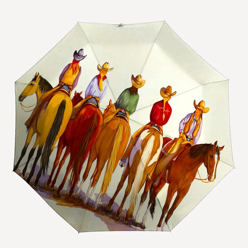 

1pc Cowgirls HorsesAutomatic Open/close Umbrella, 8-Rib sturdy structure, Portable Travel Umbrella, Parties, Everyday Usec80