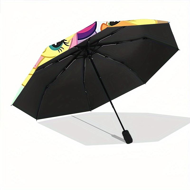 1pc My Little Pony Auto-Open Close Umbrella - Portable 3-Fold Design, 8 Iron Ribs, Outdoor, Festival Gift for Fans, Travelers, Daily Use, Perfect