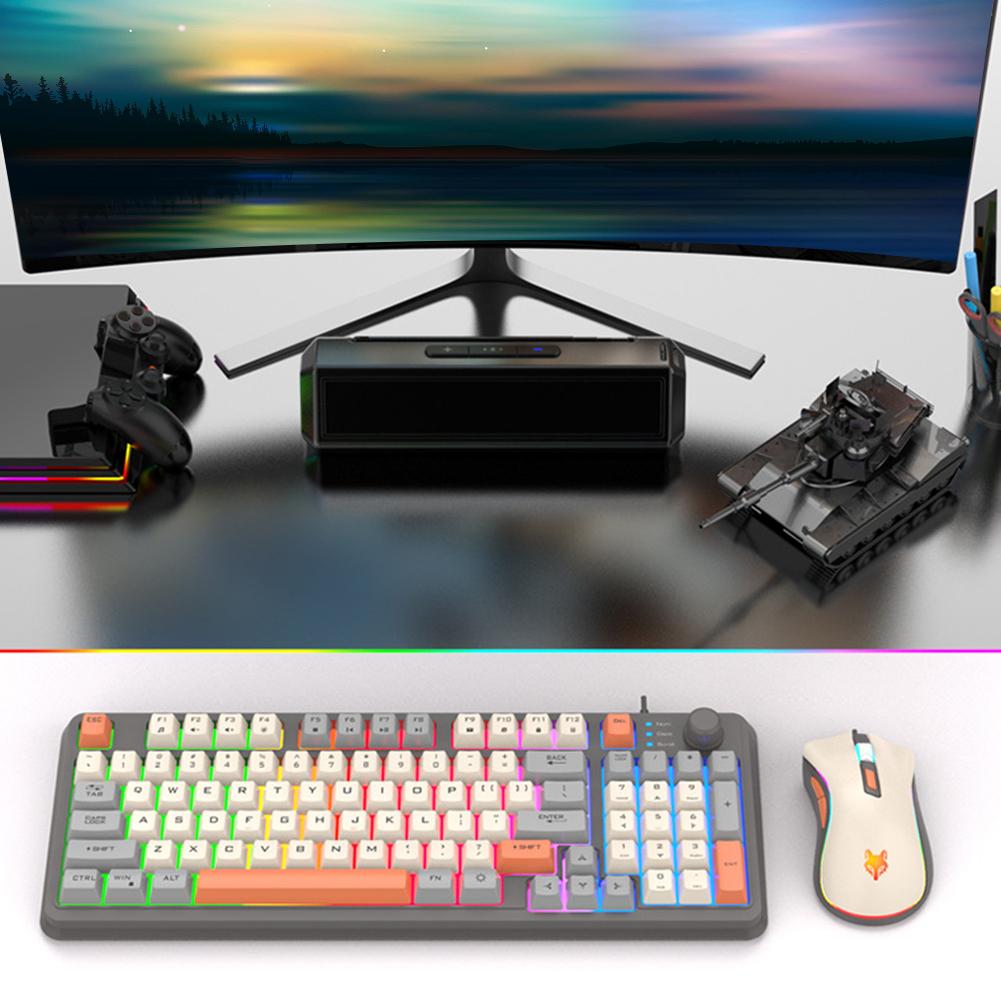 K8 Customized Mechanical Keyboard 94 Keys Hot-Swappable Gaming Keyboard with Mouse RGB Backlit Wired Keyboard for Laptop Desktop
