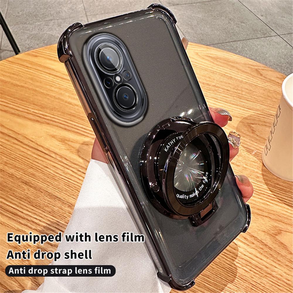 Plating Transparent Shockproof Phone Case For Huawei Nova 12 Pro With Magnetic Stand Holder Nova 9 SE 11 10 9 8 7 Pro Soft Cover