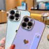 Korean Cute Electroplate Love Heart Wrist Strap Case For iPhone 14 13 Mini 12 11 Pro Max X XS XR 7 8 Plus Shokcproof Stand Cover