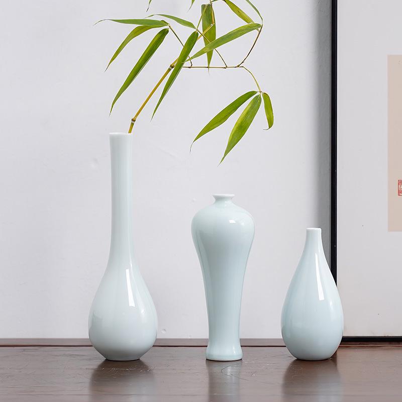 Handmade Retro Celadon Glaze Porcelain Flower Vase - Antique Style Home Décor