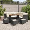 9-Piece Garden Sofa Set with Black PE Rattan Acacia Cushions, 4-Piece Garden Dining Set 3363440