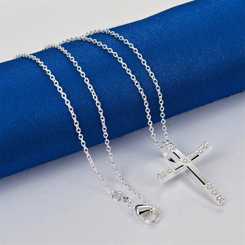 925 sterling silver 16-30 inch exquisite cross pendant necklace, women's fashion jewelry gift, wedding accessories