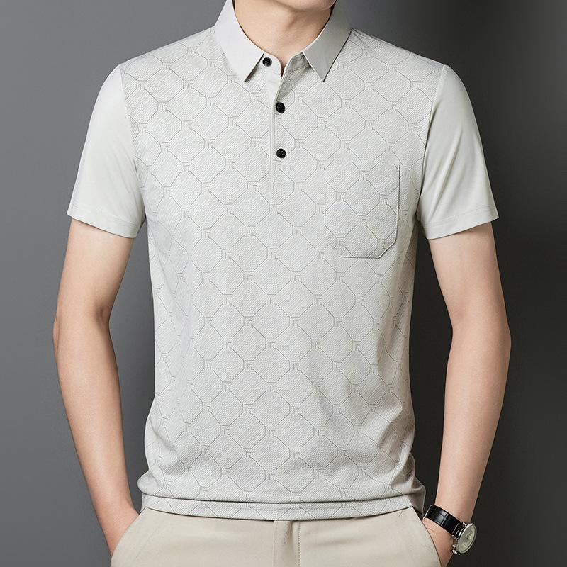 Polo Shirt Short Sleeve Breathable Medium Men'S Lapel T-Shirt Bottom Shirt