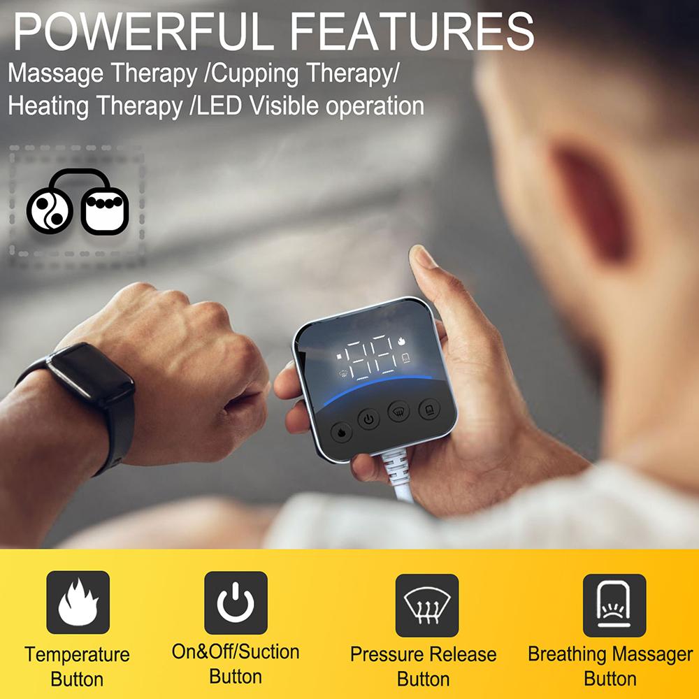 Intelligent Vacuum Cupping Massage Device Led Remote Control Cupping Massager Gua Sha Slimming Body Fat Burner Fatigue Relief