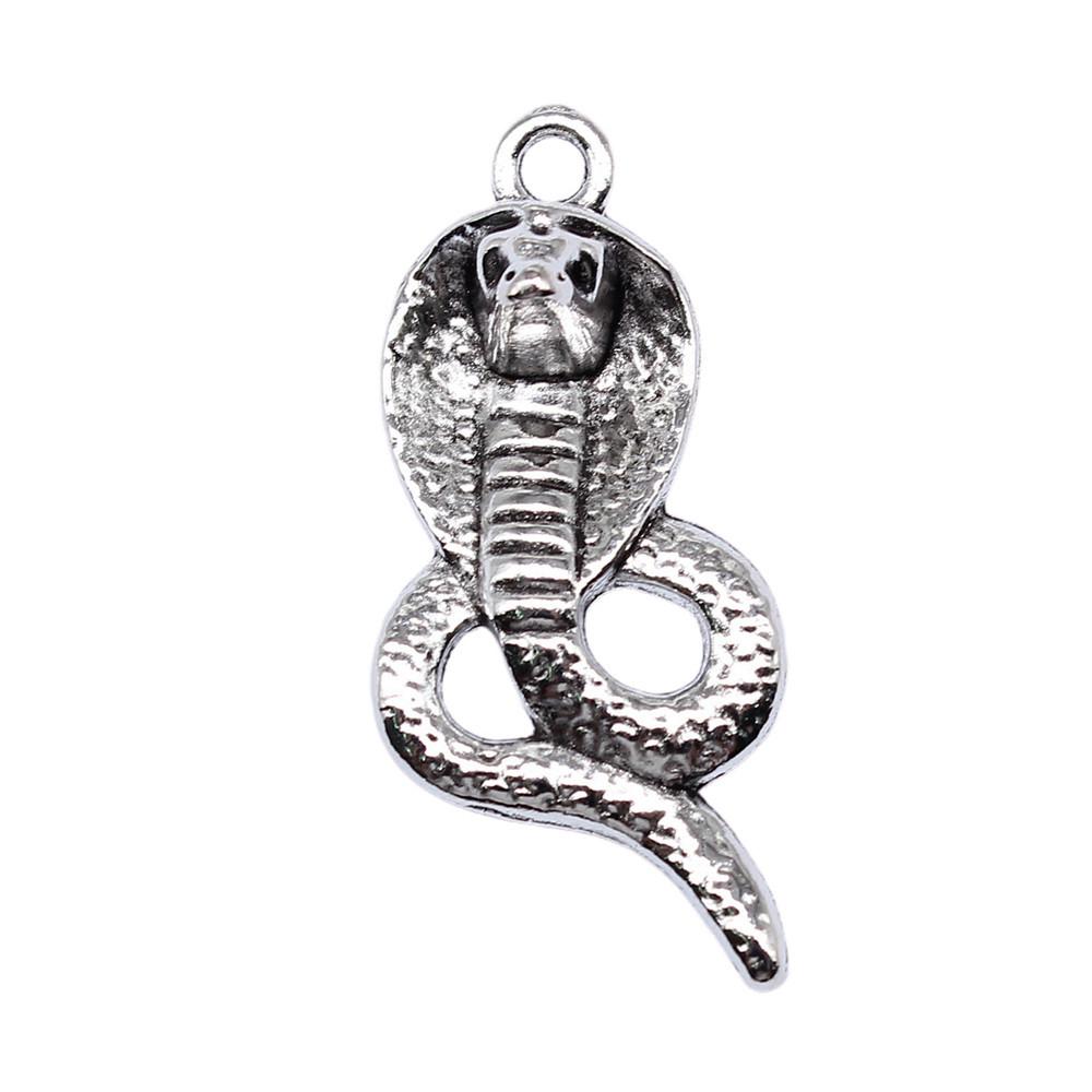 Cobra Snake Charms Antique Bronze Silver Pendants For DIY Bracelet Necklace Jewelry