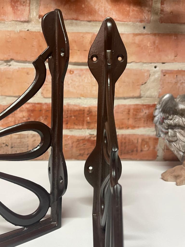 2 Cast Iron Wall Shelf Brackets Support Bracket Brown