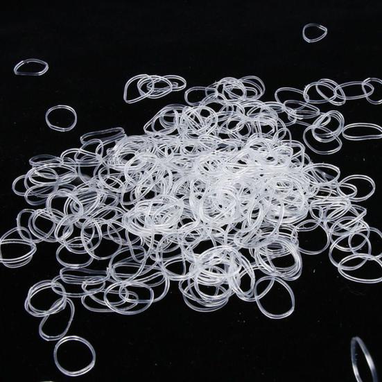 500Pcs Disposable Clear Rubber Band Elastic Bind Tie Hair Ring Ponytail Holder