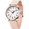 DIZIZID Analog Nurse Watch Waterproof Luminous Easy-to-Read Dial Silicone Strap Unisex Pink