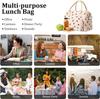 Corduroy Strawberry Print Insulated Lunch Bag for Office and Picnic