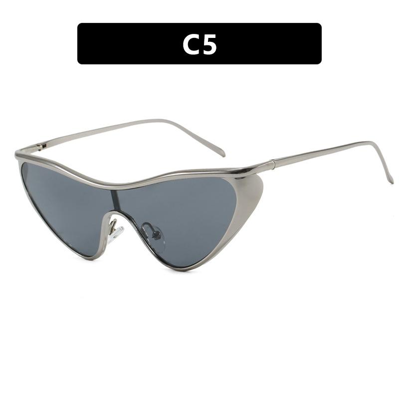 Fashion Y2K Punk Cat Eye Sunglasses Women Men Luxury Brand One-Piece Shades Sun Glasses Female Vintage Shield Eyewear UV400
