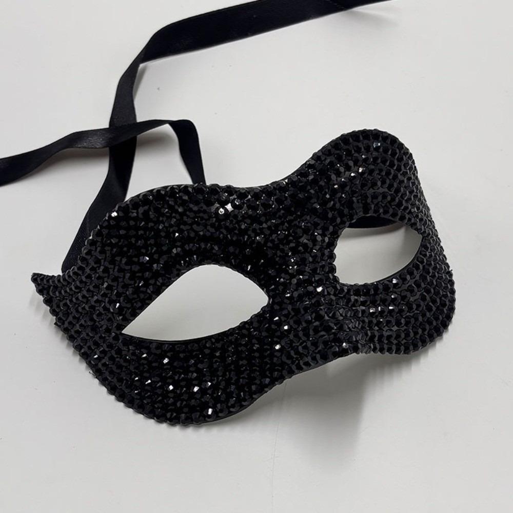 Studded Design Halloween Rhinestone Mask Plastic Masquerade Mask Half Face Mask Themed Event