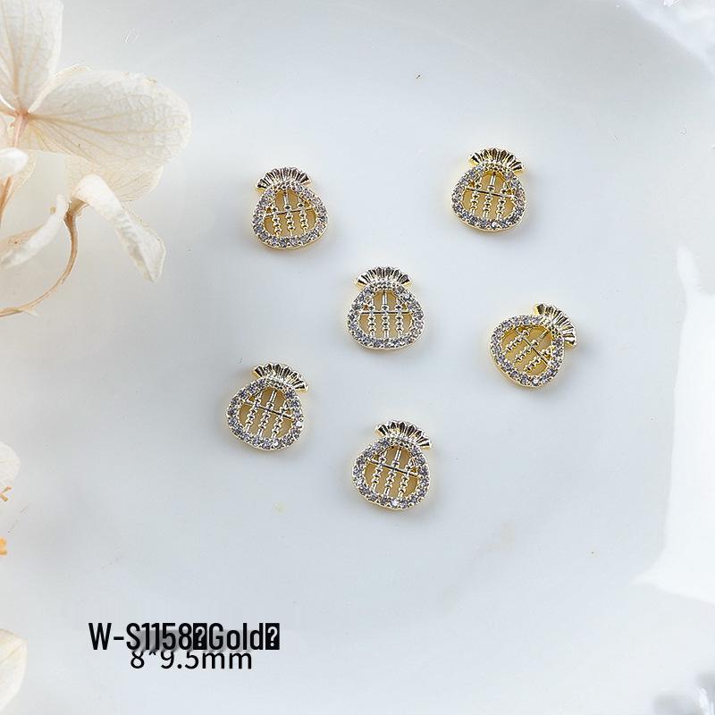 Nový rok nail art: Luxusní přívěsek Fortune Bag ze zirkonu a zlatem vykládané nositelné doplňky na nehty s kamínky