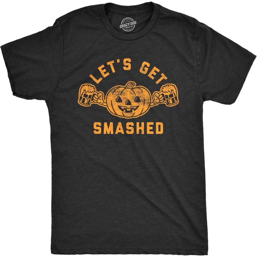 Mens Lets Get Smashed Funny T Shirts Pumpkin Halloween Costume T Shirt S