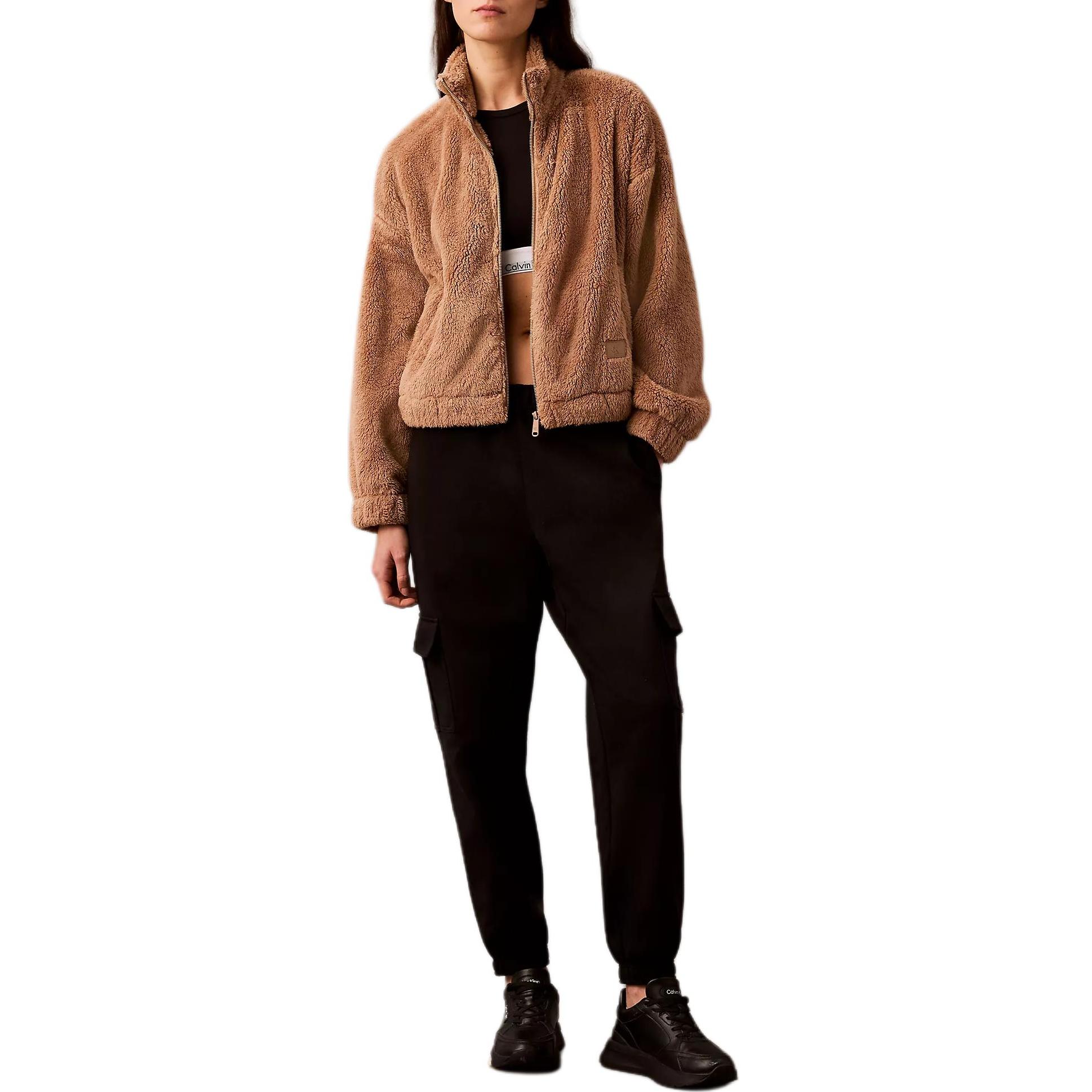 

Calvin Klein Повседневная мягкая однотонная свободная куртка с воротником-стойкой и длинными рукавами Женские куртки Коричневая 47A206G-200 S