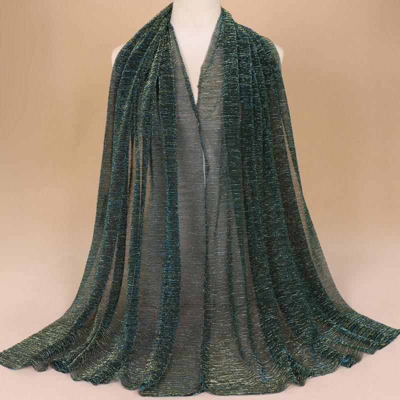 Autumn New Gold Thread Nylon Scarf For Women Girls Solid Color Sunscreen Scarves Soft Foulard Viscose Female Wrap Shawls
