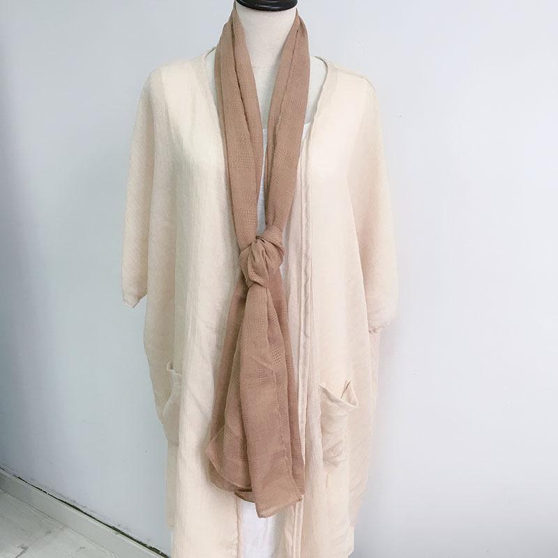 Thin Hollow Solid Color Soft Cotton Scarf Korean Version Thin Narrow Extended Small Silk Scarf Summer Neck Protection