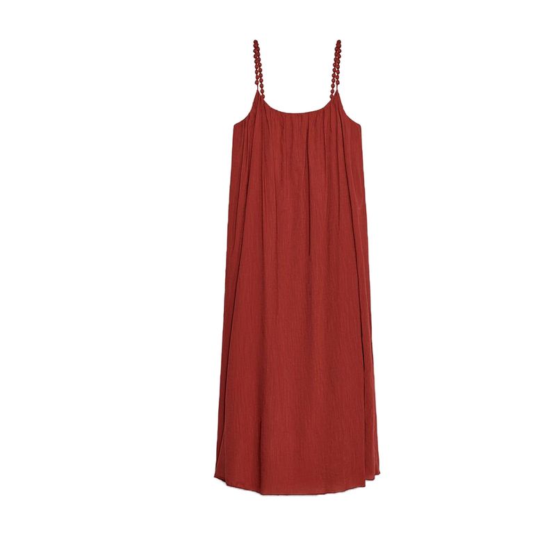 

Summer New Women clothes Seaside Holiday Style Long Loose Sling round Neck Casual Dress 5770225 Burgundy wine red L