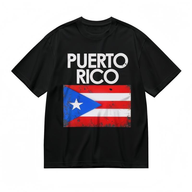 Women's Comfy Slight Stretch Classic T-Shirt Puerto Rico Flag Graphic Tee
