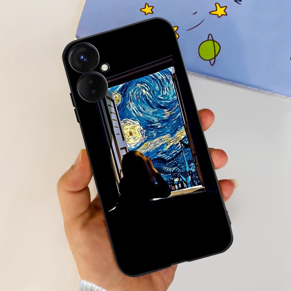 For Tecno Spark 9 Pro KH7 KH7n Cute Cartoon Phone Case For Tecno Spark 9Pro Black Silicone Soft TPU Cases