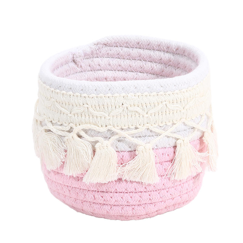 Tassel Style Makeup Brush Holder Desktop Cotton Rope Compiled Storage Box For Cosmetic Storage Basket Cosmetic Organizer Box