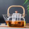 ZISIZ High Borosilicate Glass Stovetop Teapot Set with Bamboo Handle