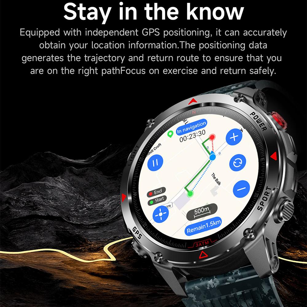 New Military Bluetooth Talk Smartwatch Men 2.01"  Screen 5ATM Waterproof Dual Frequency GPS Outdoor Sports Smartwatch