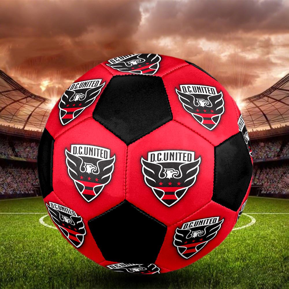 D.C. United Indoor Soccer Ball Colorful All Ages Size 5 Machine Stitched PVC Competition Ready Durable High-Bounce