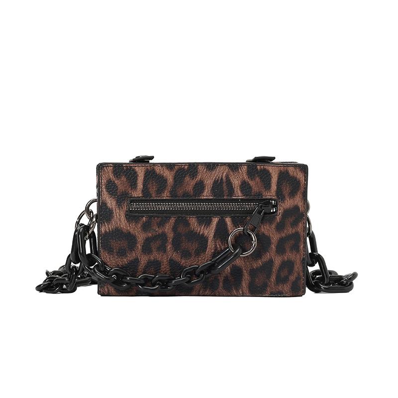 Women's bag 2025 new Korean version fashion leopard print shoulder bag versatile chain messenger box bag tide