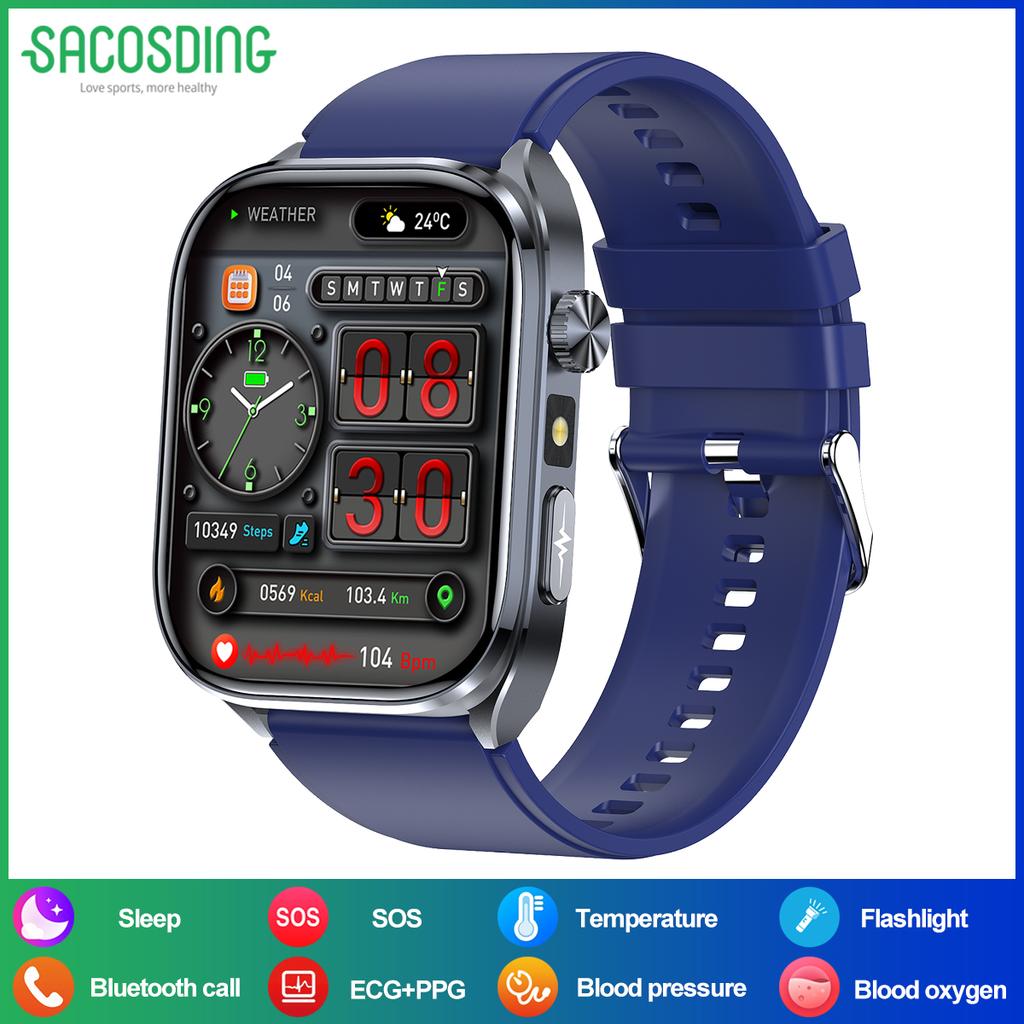SACOSDING AI Health SmartWatch for Men Women with Flashlight 2.5D UI Voice Bluetooth Call Smart Watch Fitness Tracker