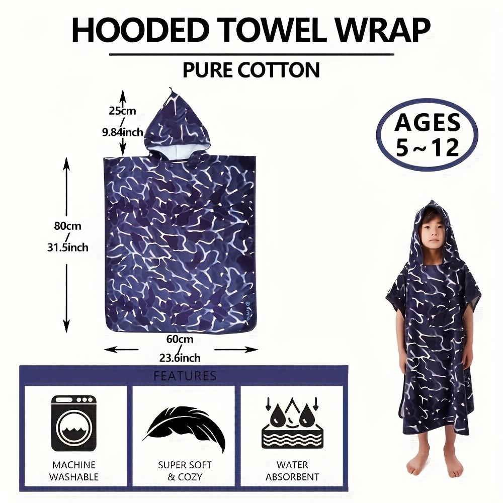 Youngsters' Hawaiian Coconut Tree Cotton Bath Towel Wearable, Extra Large Thick, Super Absorbent Beach Wrap with Hood for Boys Girls, 79.76x64.77 Cm