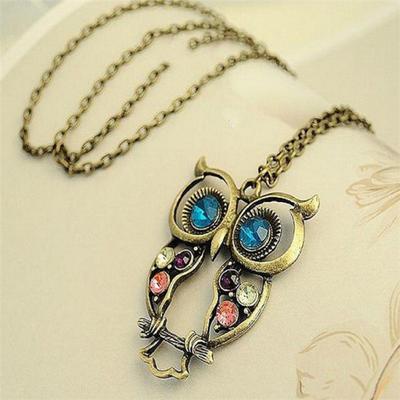 Women's Sweater Chain Cute Owl Animal Pendant Necklace Jewelry Gift