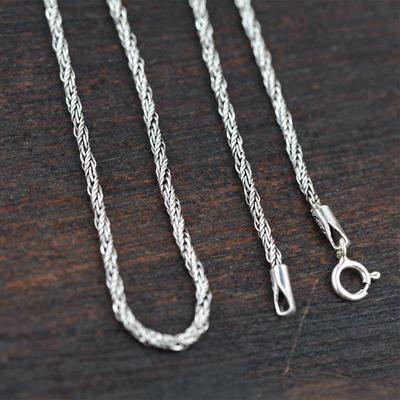 Thai Silver Retro Rope Necklaces for Women S925 Sterling Silver Long Chain Weave Necklaces Real Silver Cross Necklace Jewery