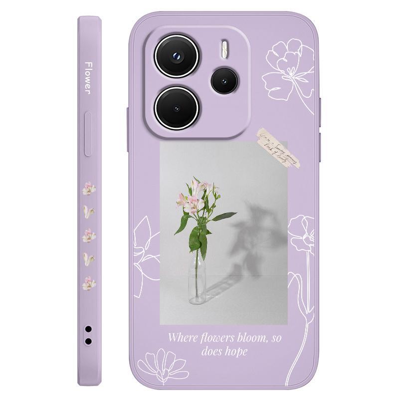 

Aquarius Flower Phone Case For Xiaomi Redmi Note 14 13 12 12S 11 11S 10 10S 9 9S 15 14C Pro Plus 4G 5G Liquid Silicone Cover Redmi Note 13 Pro 5G світло-фіолетового кольору