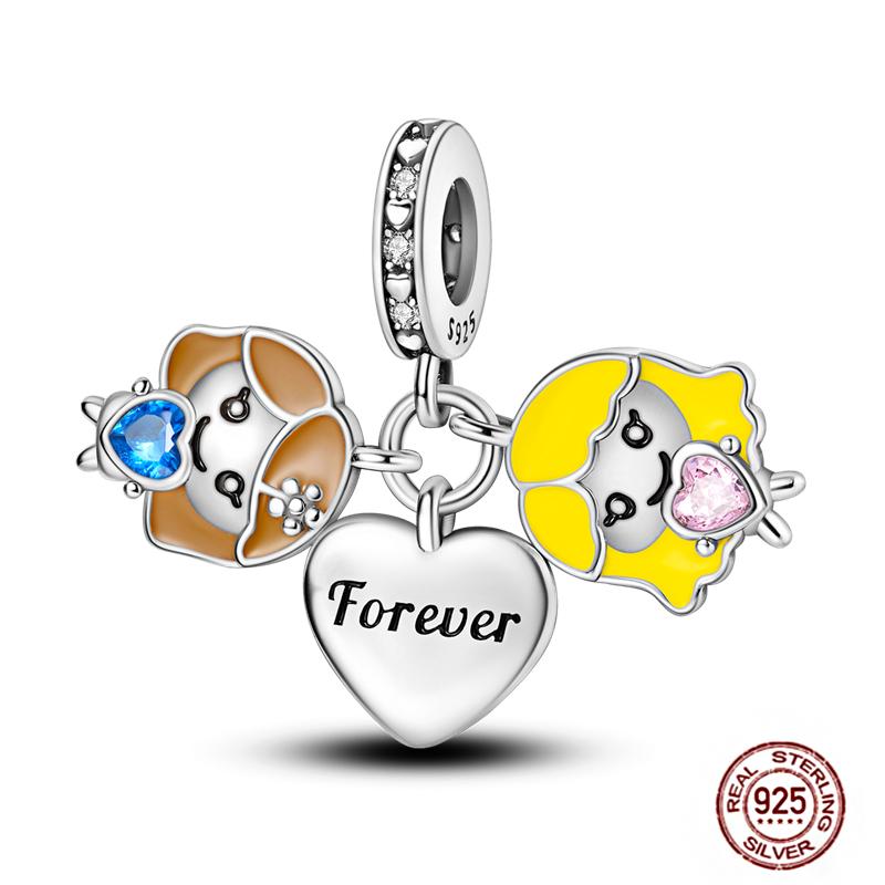 Copper Charms Great Love Mother Family Sister Pink Heart Tulip Cha Beads Fit Original Bracelet Diy Mother'S Day Jewelry Gift