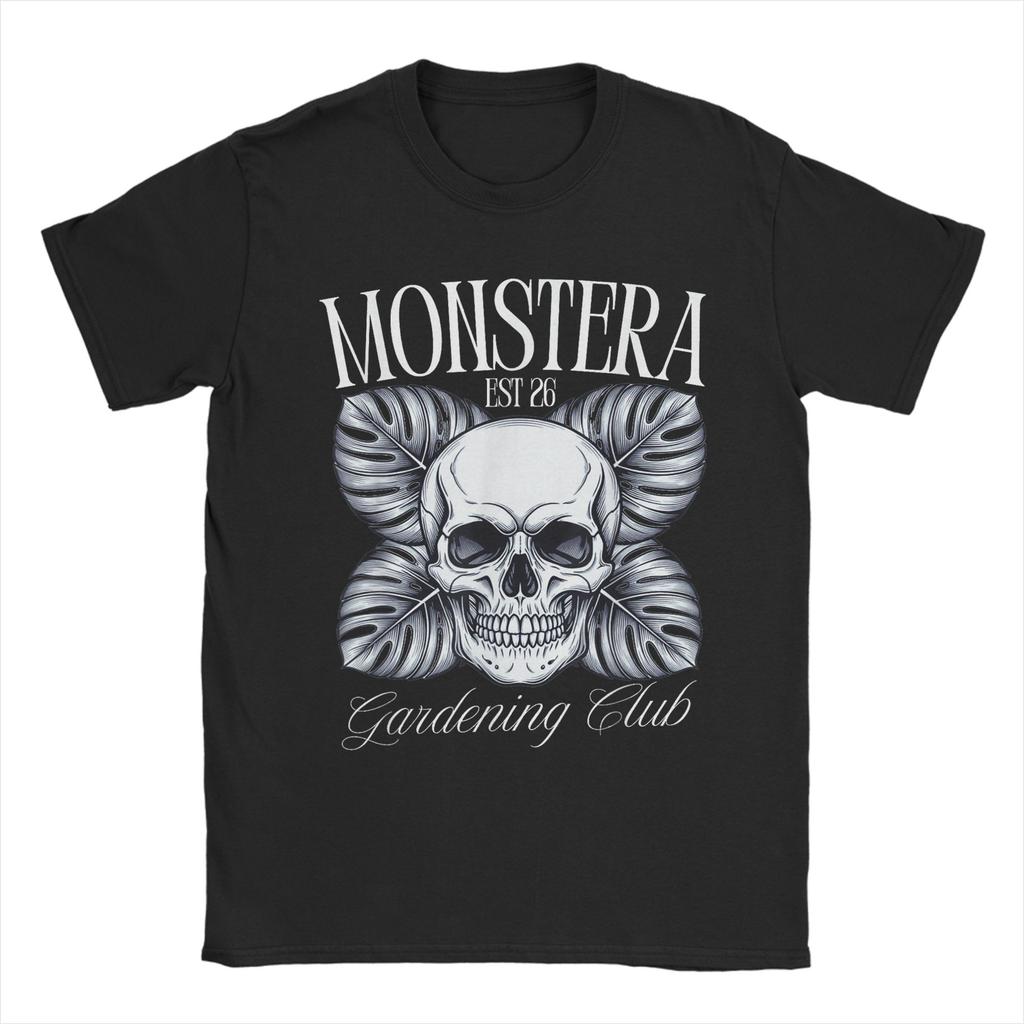 Harajuku T-Shirt Beach Monstera Skull Plant Lover Skeleton Grunge Hip Hop T-Shirts Pure Cotton Tee Shirt Short Sleeve Clothing