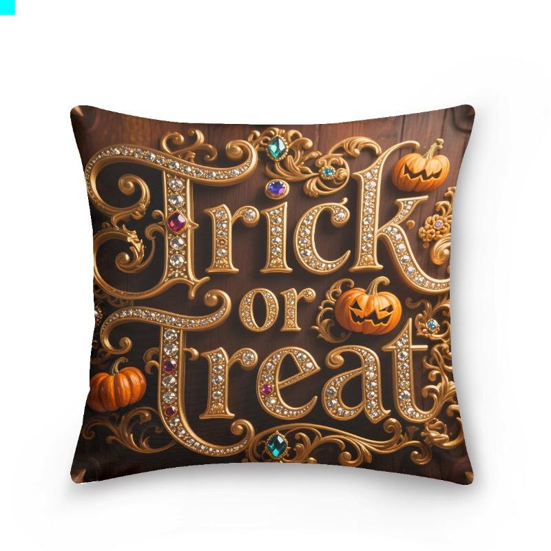 Halloween Pillow Cover Trick Or Treat Boo The Clown Single Side Printing Hidden Zipper Creative Style Home Decoration