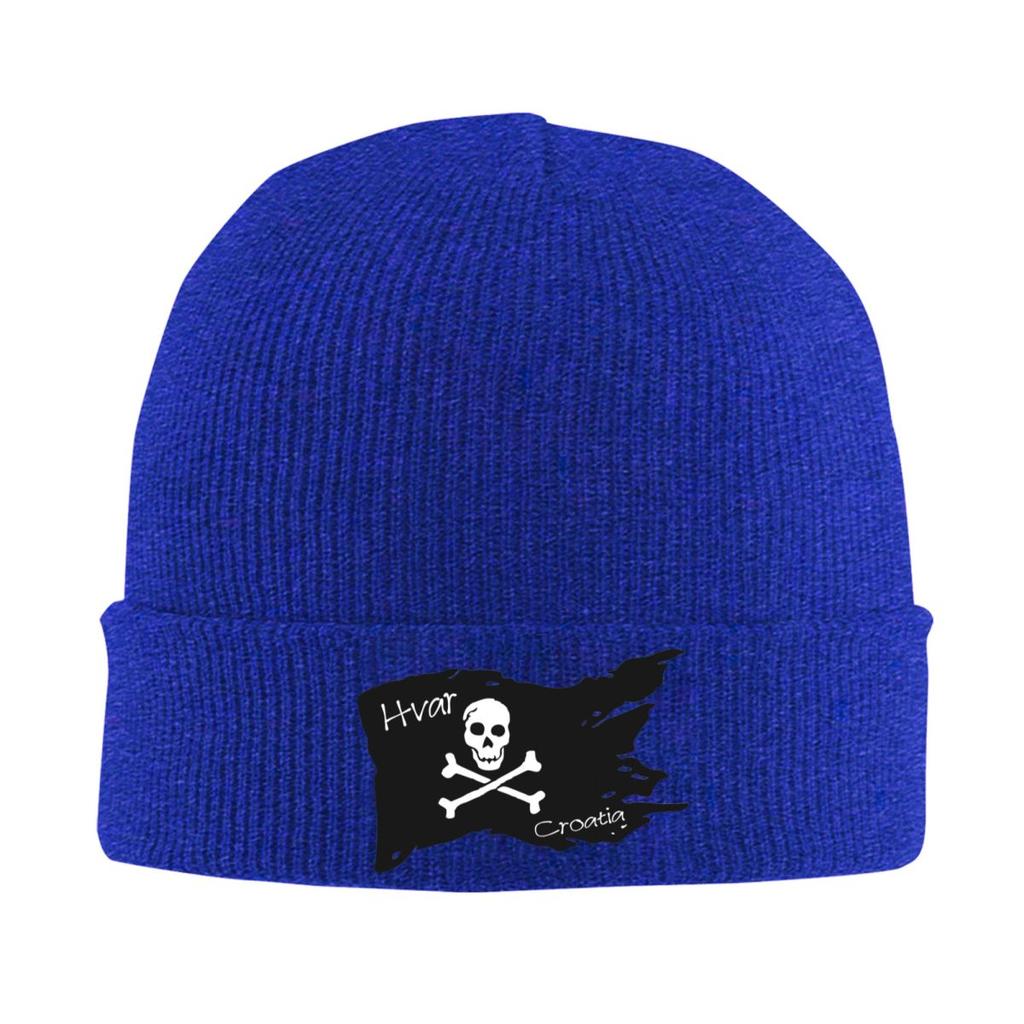 Flag Hvar Croatia Pirate Society 1 Warm Knitted Cap Fashion Bonnet Hat Autumn Winter Outdoor Beanies Hats for Unisex Adult