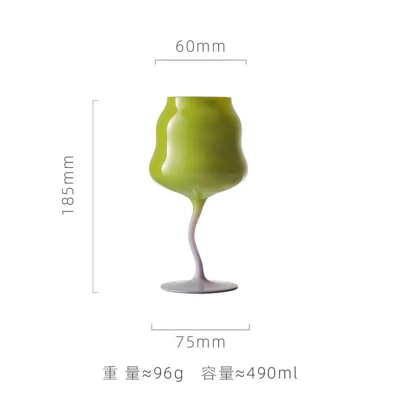 Hand Blown Creative Macaron Colored Twisted Cup Glassware Goblet Wine Glasses Goblet Red Wine Glass Cups for Home Party Use