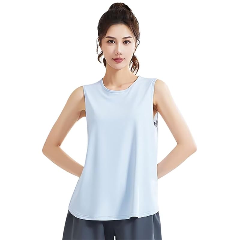 

[Rovidorx] yoga wear tops tank top ladies sports large size Pilates running training wear hot yoga sportswear Gym fitness Cold sensation long Relaxing