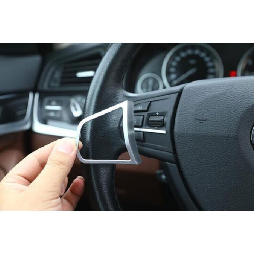 Matte Silver Fit For BMW 5 Series Cover Trim Steering Wheel Button Frame 11-2017