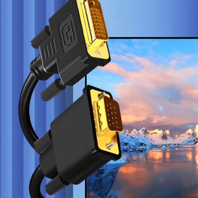 DVI to VGA Convert Cable 24+1 DVI to VGA Plug Adapter Extend Wire Desktop Computer Laptop PC Connect Projector HD Monitor Line