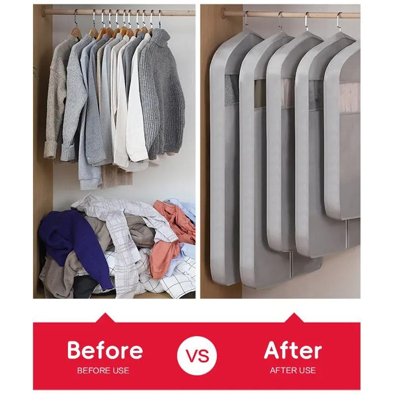 Dustproof Clothing Covers Waterproof Clothes Dust Cover Coat Suit Dress Protector Hanging Garment Bags Closet Organizer